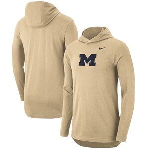Nike Men’s Tan Michigan Wolverines Campus Long sleeve Hoodie T Shirt